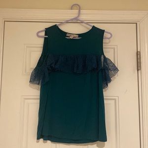 Dark teal off the shoulder blouse